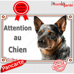 Bouvier Australien Bleu moucheté, plaque portail "Attention au Chien" panneau affiche pancarte photo Bleu merle