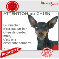 Plaque "Attention au Chien, le Pinscher est une sonnette" 24 cm RNG