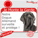 Danois bleu, plaque portail rouge "Je Monte la Garde" 24 cm RED