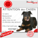 Beauceron, plaque humour "Jetez Vous au Sol, Attention au Chien" 24 cm