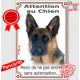 Berger Allemand poils courts, Pancarte Portail verticale "Attention Chien, interdit sans autorisation" plaque panneau photo