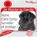 Cane Corso, plaque rouge " Je Monte la Garde" 24 cm