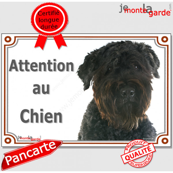 Bouvier des Flandres, plaque portail "Attention au Chien" pancarte panneau photo