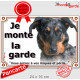 Beauceron Arlequin, plaque portail "Je Monte la Garde, risques et périls" Berger Beauce bleu merle pancarte attention au chien