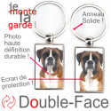 Porte-Clefs Métal, double face photo Boxer fauve