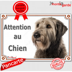 Irish Wolfhound, le Lévrier Irlandais plaque portail "Attention au Chien" pancarte panneau photo