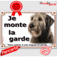 Irish Wolfhound, Lévrier Irlandais, plaque portail "Je Monte la Garde, risques périls" panneau affiche pancarte photo