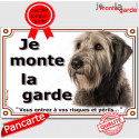 Irish Wolfhound, plaque portail "je Monte la Garde" 24 cm LUX