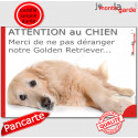 Plaque humour "Attention au Chien, Merci de ne pas déranger notre Golden Retriever" 24 cm NPD