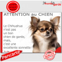 Plaque humour "Attention au Chien, le Chihuahua est une sonnette" 24 cm RNG