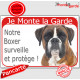 Boxer Fauve Tête, plaque portail rouge "Je Monte la Garde, surveille et protège" pancarte attention au chien panneau photo