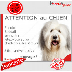 Bobtail, plaque humour "Attention au Chien, Jetez Vous au Sol" 24 cm JET