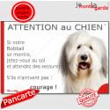 Bobtail, plaque humour "Attention au Chien, Jetez Vous au Sol" 24 cm JET