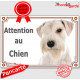 Schnauzer totalement blanc Tête, plaque portail "Attention au Chien" pancarte photo panneau