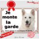 Berger Blanc Suisse Tête, plaque portail "Je Monte la Garde, risques et périls" pancarte panneau photo