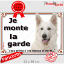 Berger Blanc Suisse, plaque portail "Je Monte la Garde" 2 tailles LUX D