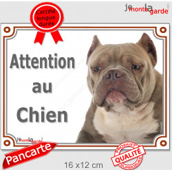 American Bully red nose Tête, plaque portail "Attention au Chien" pancarte panneau oreilles coupées photo