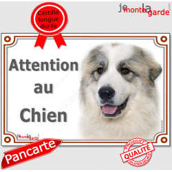 Montagne des Pyrénées, plaque portail "Attention au Chien" 24 cm LUX