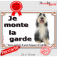 Bearded Collie Assis plaque portail "Je Monte la Garde, risques périls" pancarte panneau photo affiche Colly barbu