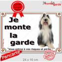 Bearded Collie, plaque portail "Je Monte la Garde" 24 cm LUX D