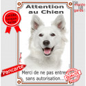 Berger Blanc, plaque verticale "Attention au Chien" 24 cm VL