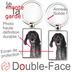 Porte-Clefs métallique double face photo Braque Allemand noir, idée cadeau porte clés fer acier