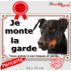 Dobermann Tête, Plaque portail "Je Monte la Garde, risques périls" panneau affiche pancarte photo