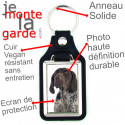 Porte-Clefs cuir vegan, photo Braque Allemand marron