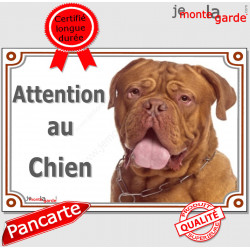 Dogue de Bordeaux, plaque portail "Attention au Chien" 24 cm LUX