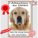 Golden Retriever, Plaque Portail verticale "Attention au Chien, interdit sans autorisation" pancarte, affiche panneau retriver 