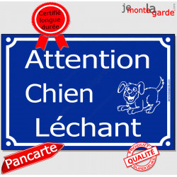 Plaque portail humour "Attention au Chien Léchant" 2 tailles C