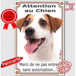 Jack Russell, plaque portail verticale "Attention au Chien" portail 24 cm VL