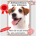 Jack Russell, plaque portail verticale "Attention au Chien" portail 24 cm VL