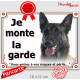 Berger Belge Malinois Tête, plaque portail "Je Monte la Garde, risques et périls" pancarte panneau foncé sombre attention photo